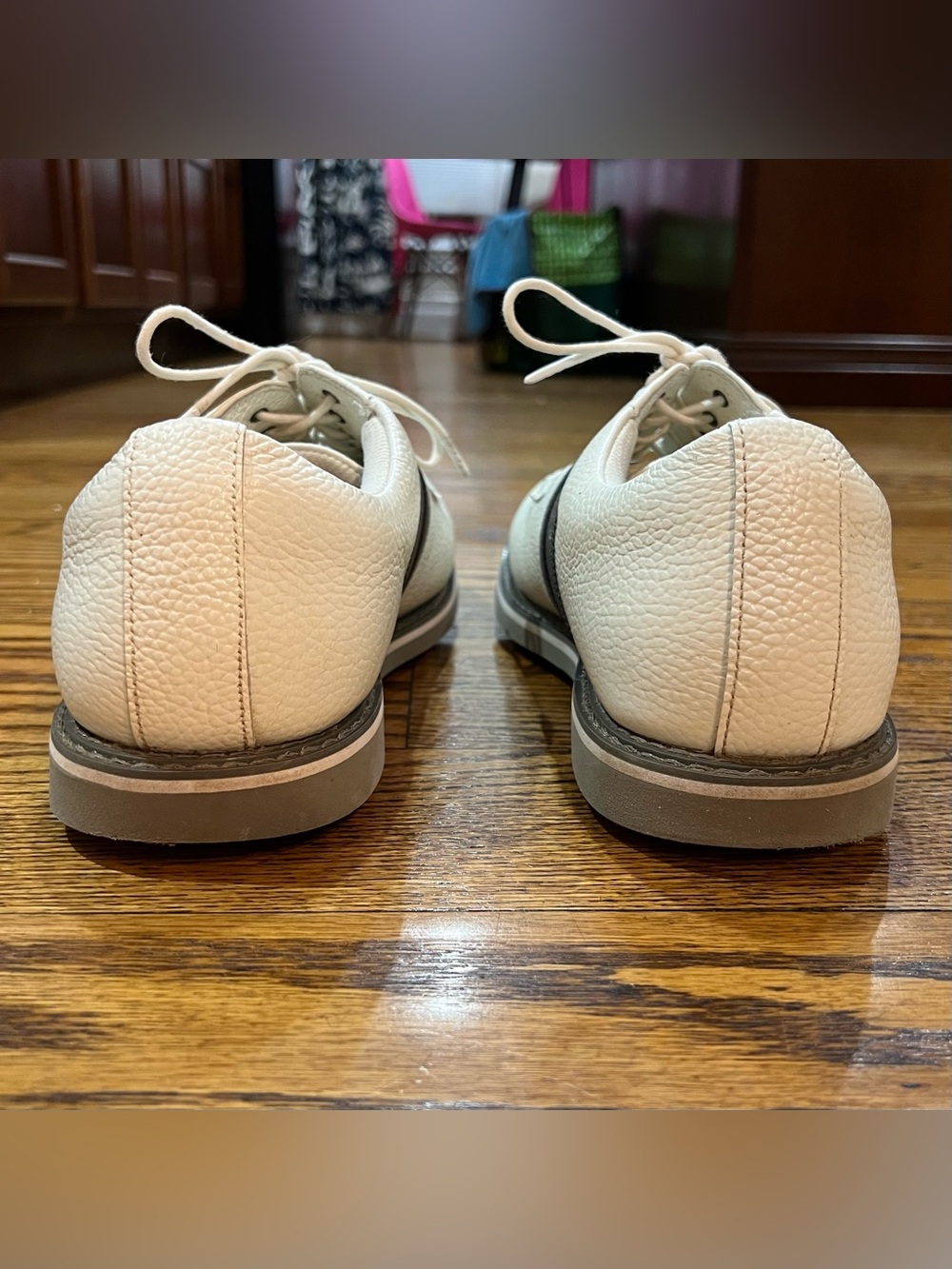 G/FORE Men’s Leather Grosgrain Gallivanter Spikeless Golf Shoes Sz 12 White Grey - Picture 4 of 14